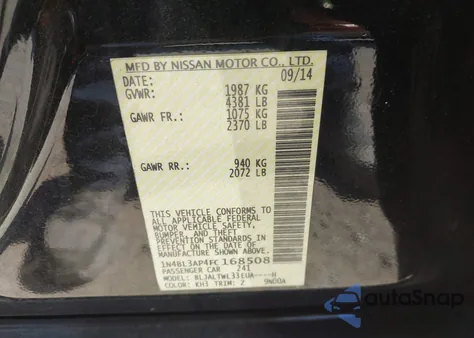 2015 Nissan Altima 3.5 Sl from USA, damaged, VIN 1N4BL3AP4FC168508
